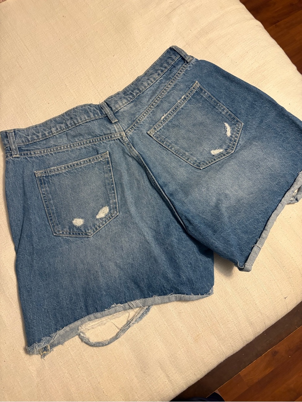 SHEIN Blue Ripped Denim Shorts - Picture 2 of 3